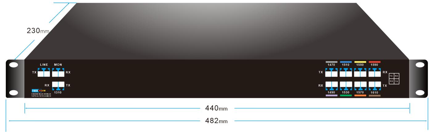 Dual Fiber 8CH 1470nm~1610nm CWDM MUX DEMUX With 1310nm And Monitor Port
