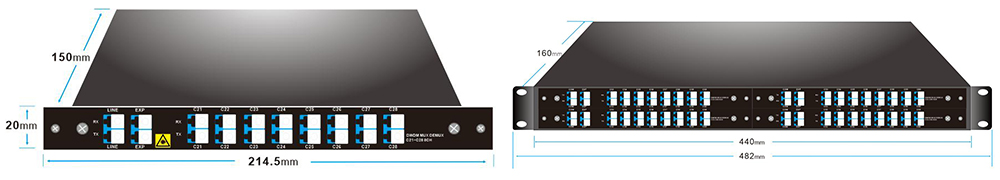 8CH DWDM MUX DEMUX Dual Fiber