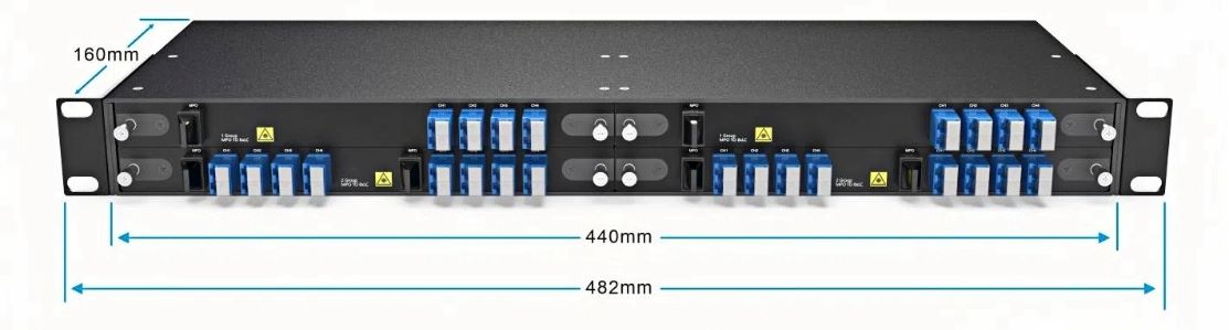 4-Slot 1U Rack for MPO TO LC optical breakout Module