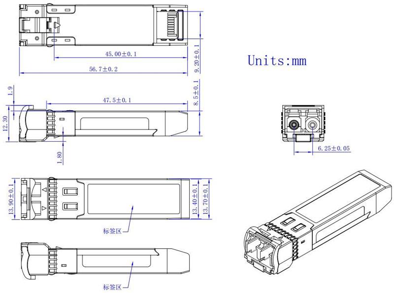 25Gbps SFP28 CWDM 1271~1371nm Duplex 10km Transceiver