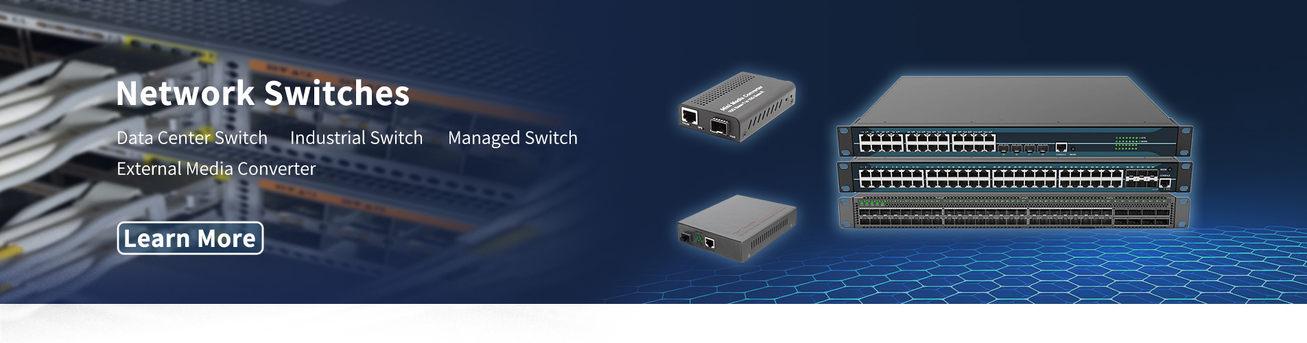 محول وسائط خارجي بسرعة 10/100 ميجابت في الثانية، مزود بمنفذ RJ45 واحد ومنفذ SFP واحد.